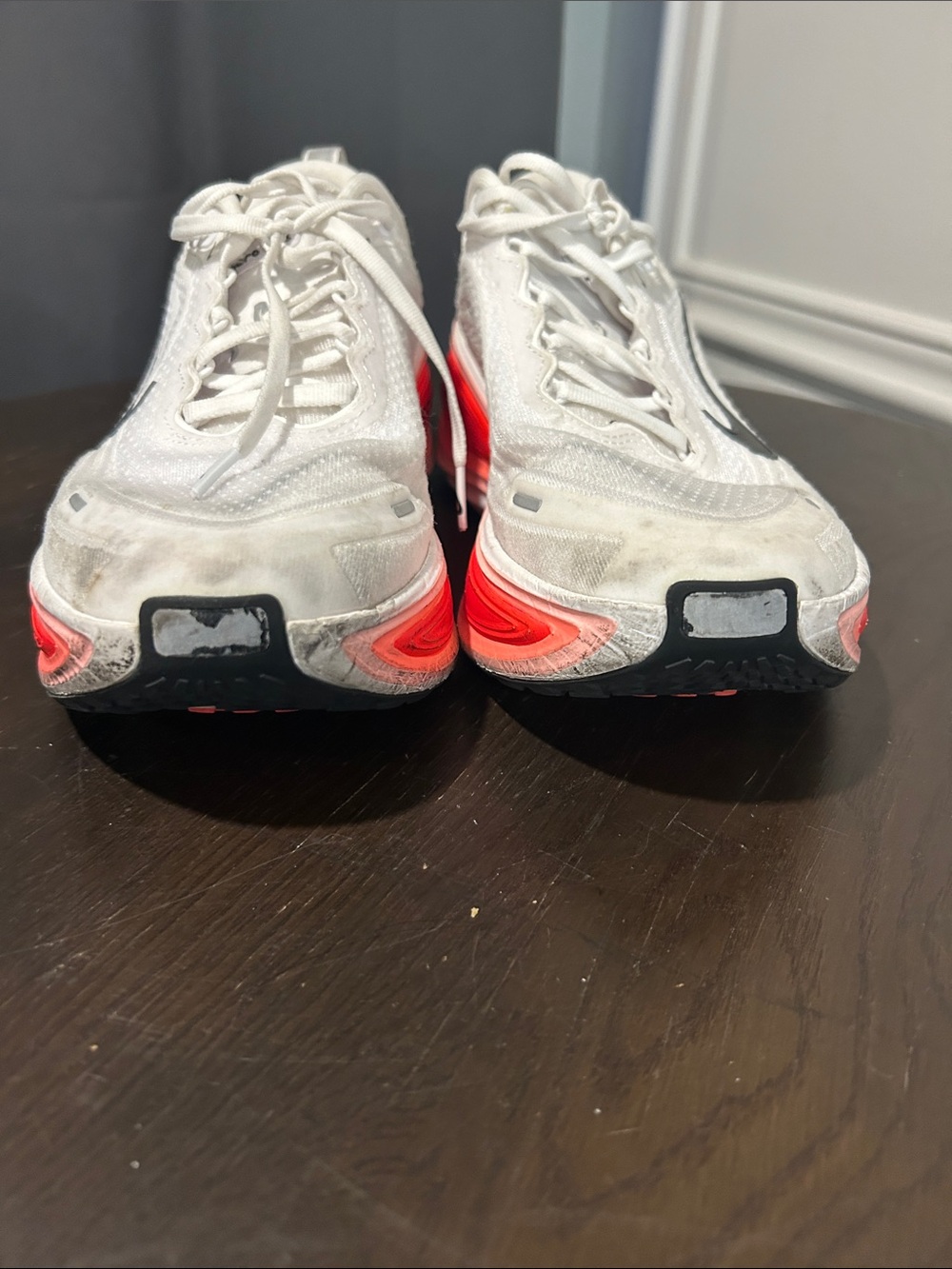 Nike White Sneakers with Coral Accents